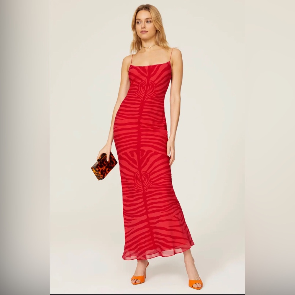 Ronny Kobo Collection Red Zebra Print Maxi Dress